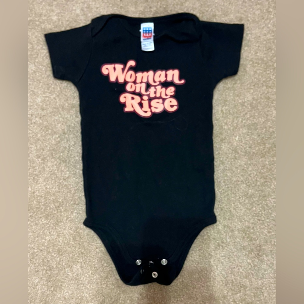 Black 'Woman on the Rise' Kids Onsie